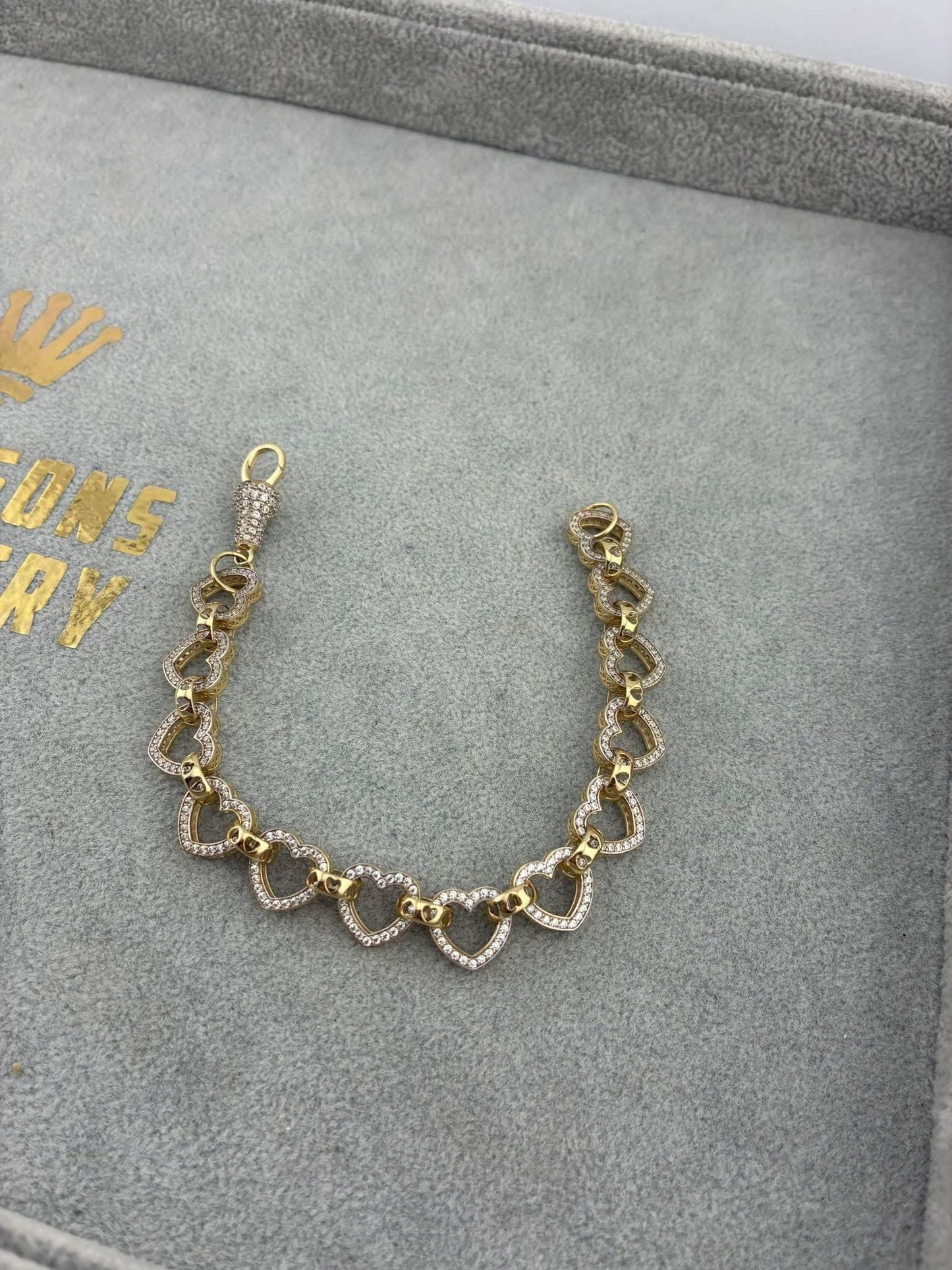 9K CZ Heart Bracelet